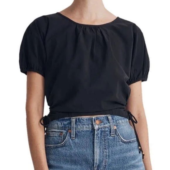 madewell crop cinched sides black “jewel” top - Picture 2 of 6